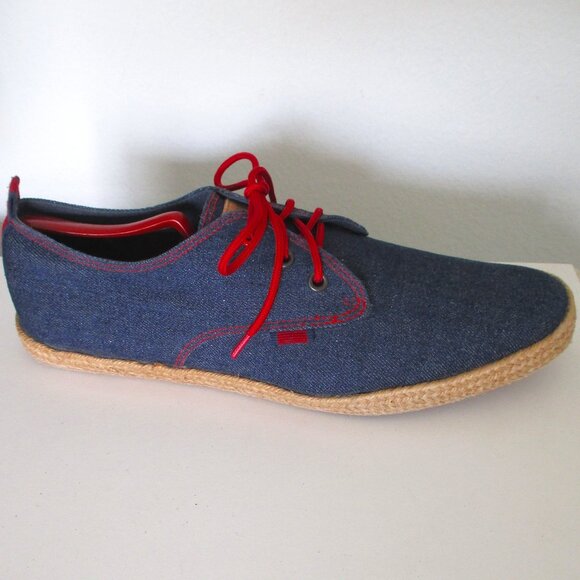 Ben Sherman Mens Denim Blue Canvas & Jute Lace-up Sneaker - Size 10M - Picture 3 of 8